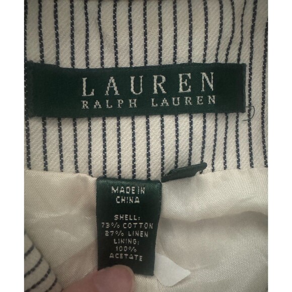 Ralph Lauren Pinstripe Jacket Linen Womens 10 Button Front Corpcore Chic Party - Picture 6 of 9